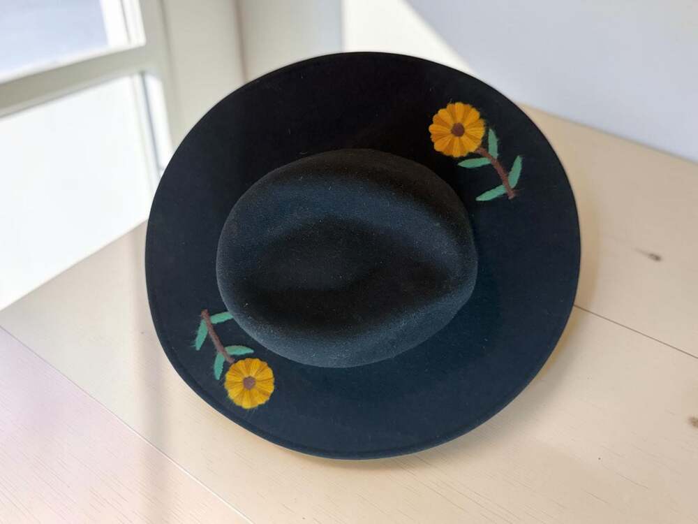 Brixton Women's Wool Fedora Hat with Custom Sunflower Embroidery
